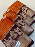 Rust orange with brown border Pallaki design
