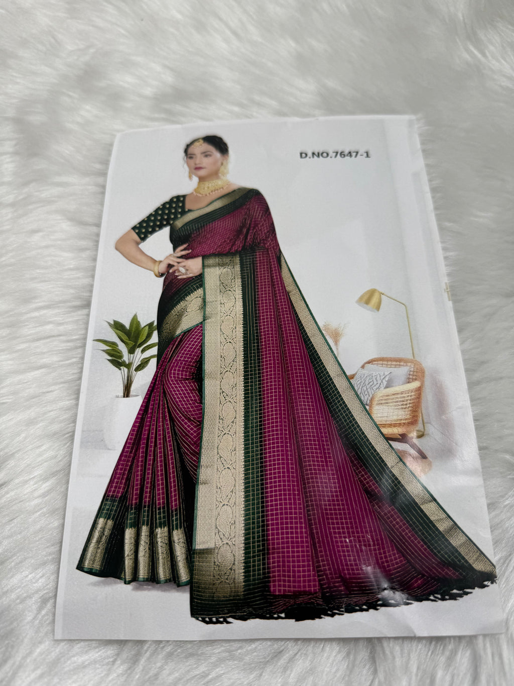Beautiful Dola silk wine with green boarder saree