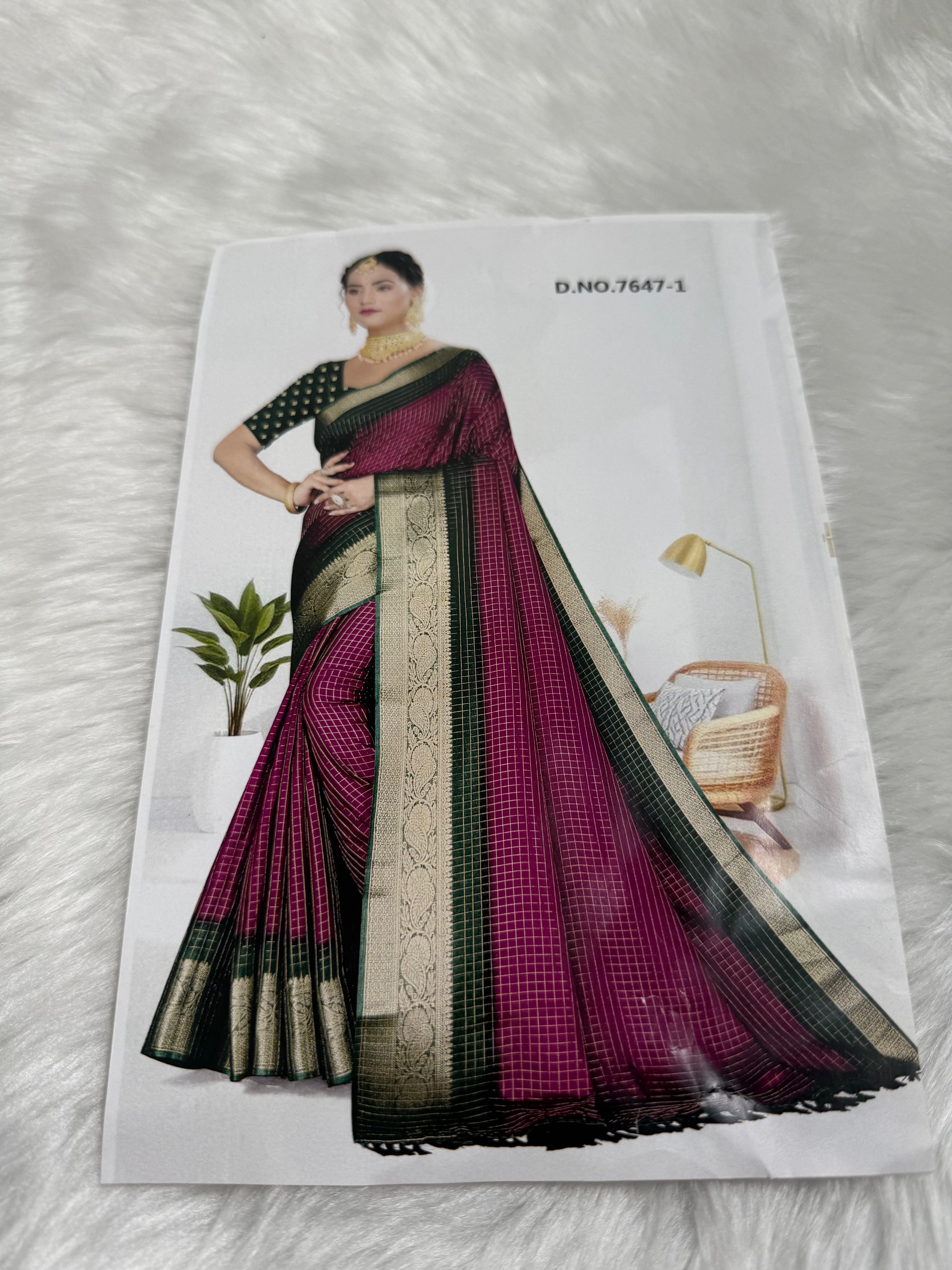 Beautiful Dola silk wine with green boarder saree