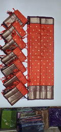 Rust-Brown vintage checks kora Banaras