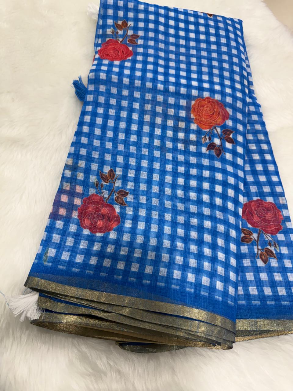Beautiful lenin cotton saree