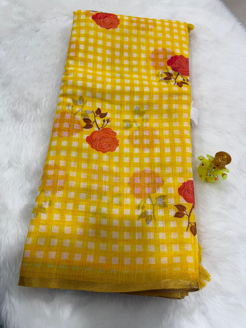 Beautiful lenin cotton saree