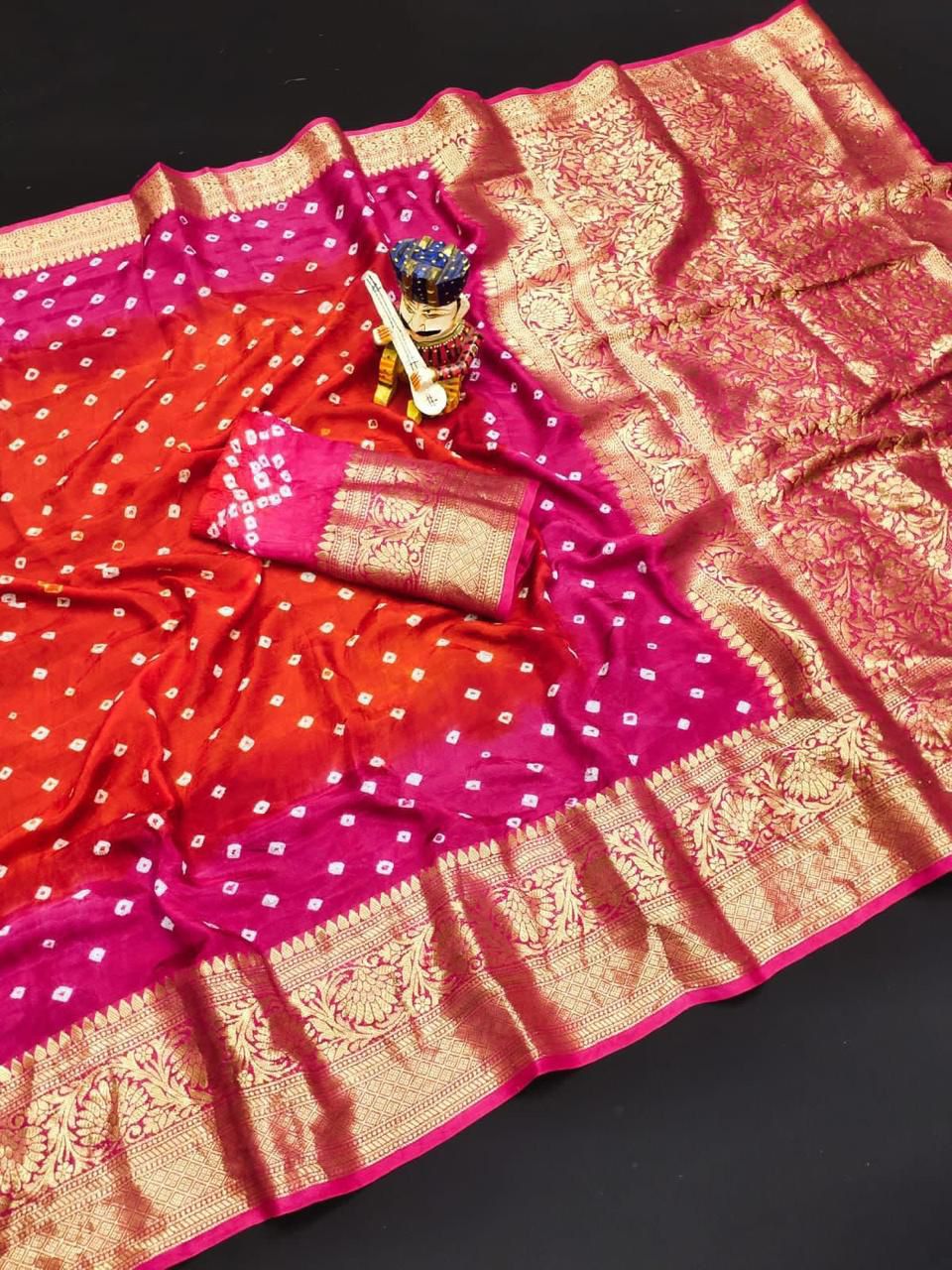 Beautiful hand bandini saree