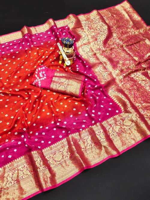 Beautiful hand bandini saree