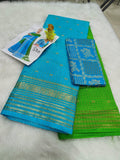 Seablue Green combination semi banaras saree